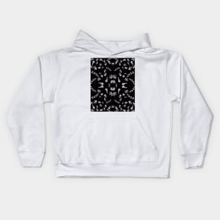 White Flowers on Black Kids Hoodie